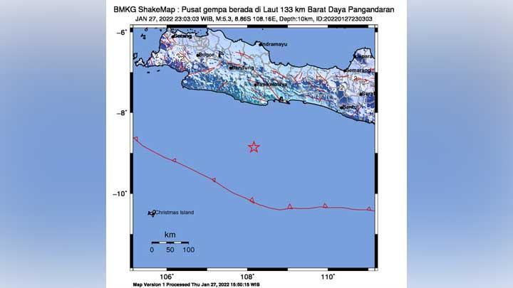 CHUTOGEL - Data gempa Pangandaran terbaru dari BMKG