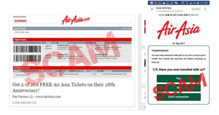 Penipuan tiket gratis airasia terlihat asli kok bisa